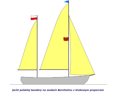 jacht polskiej bandery na wodach Bornholmu z klubowym proporcem
